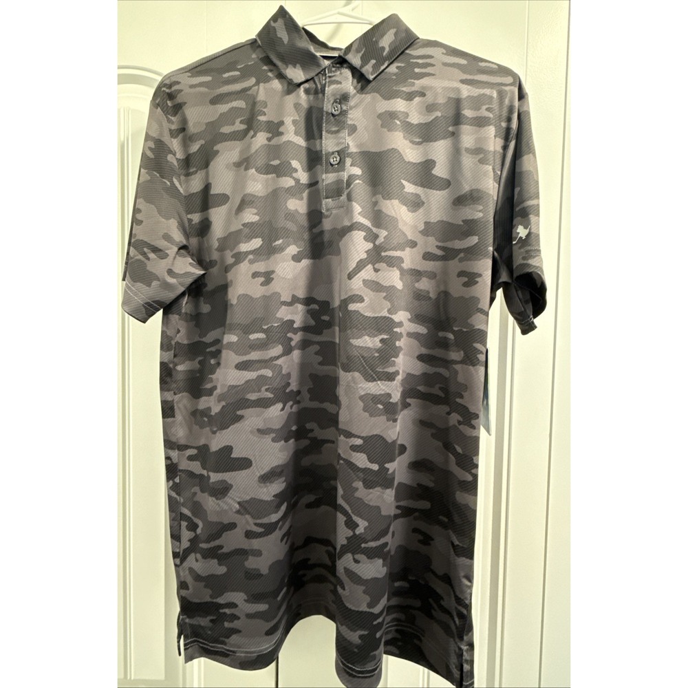 Birdie Bound Men‎ Grey Camouflage Performance Golf Polo Shirt Short Sleeve Small